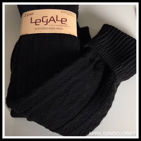 2 BLACK TALL LUXE KNIT KNEE HIGH BOOT SOCKS A2C - Picture 3 of 8